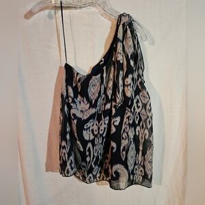 3rd And Malt Women's One Shoulder Top With Floral Design In Blue Size Large